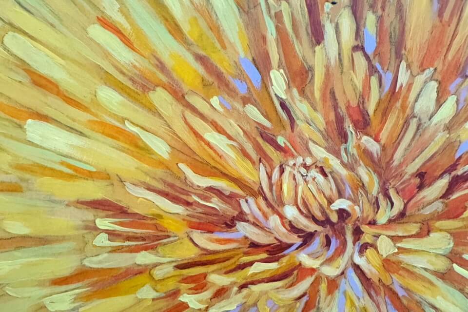 Detail of a painted Dandelion